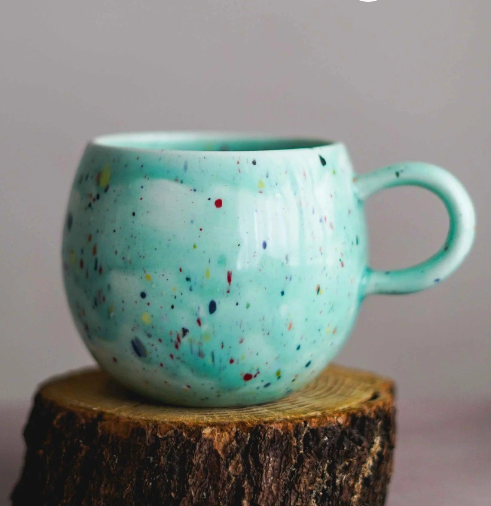 Kaffee Tasse REGENBOGEN (Hellblau und Grün) 3