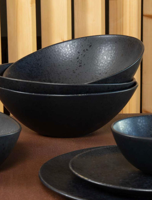 Keramik Cereal Schalen BLACK STONE Set